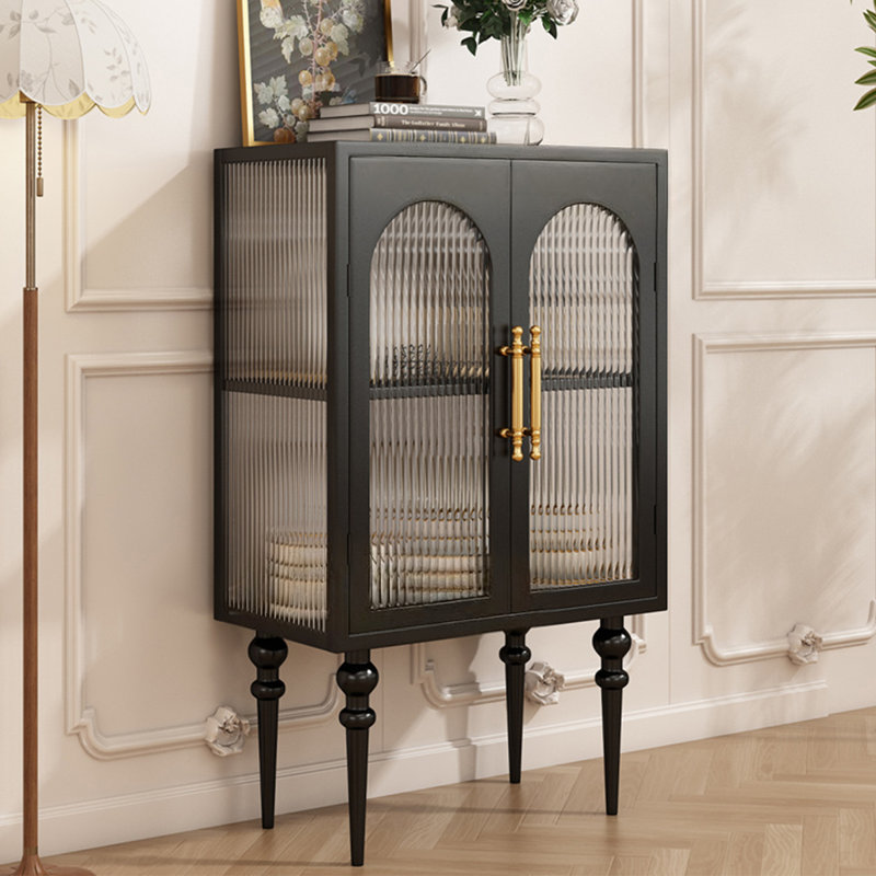 Buffet en métal noir, H 35,43 po x l 23,62 po x P 13,78 po