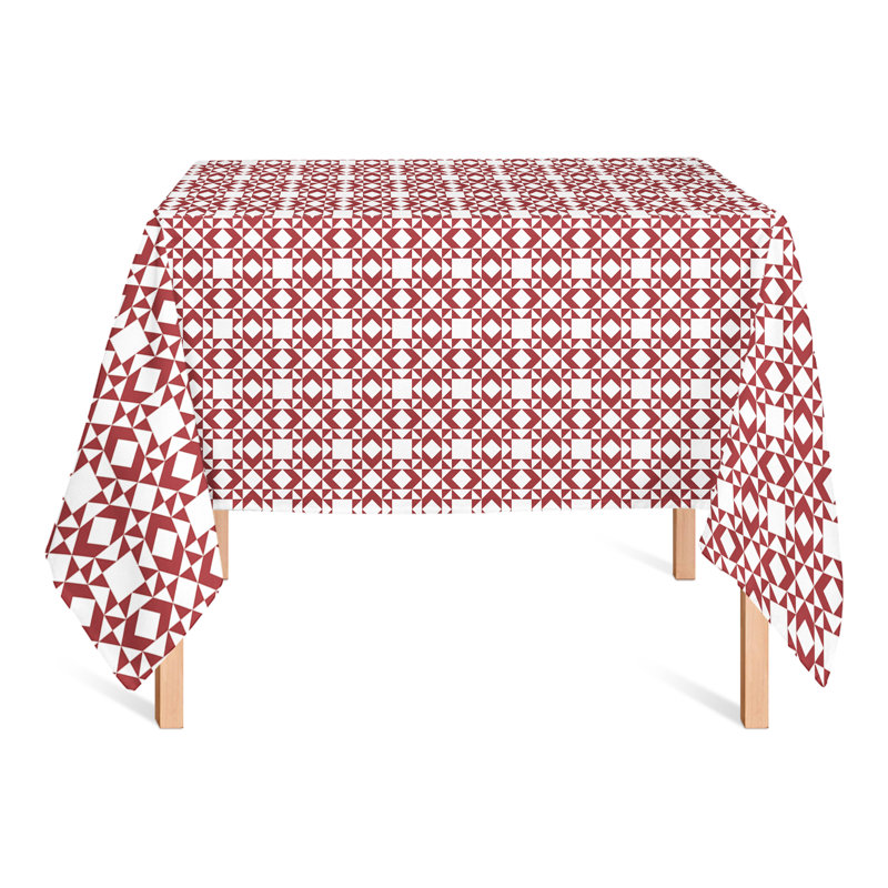 Nappe carrée en polyester à motif géométrique, Rouge