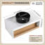 Meuble-lavabo flottant avec lavabo vasque en veine de marbre, meuble-lavabo mural avec tablette ouverte, avec accents en bois, conception moderne peu encombrante-130549743