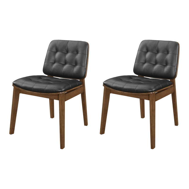 Chaise d'appoint capitonnée noire et noyer Kellem