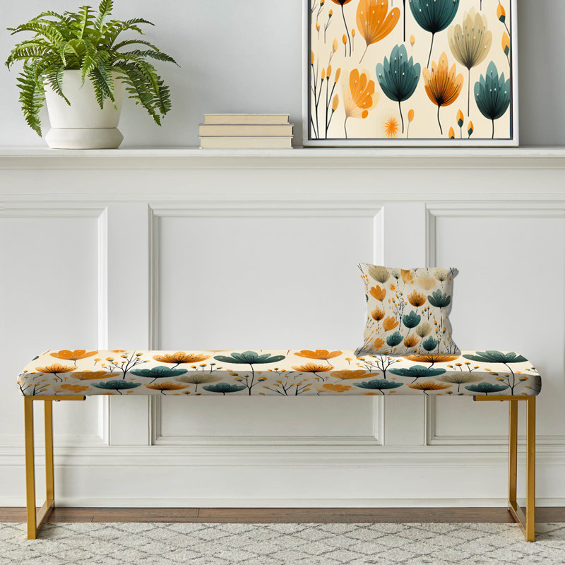 Danish Modern Elegance - Midcentury Upholstered Gold Bench