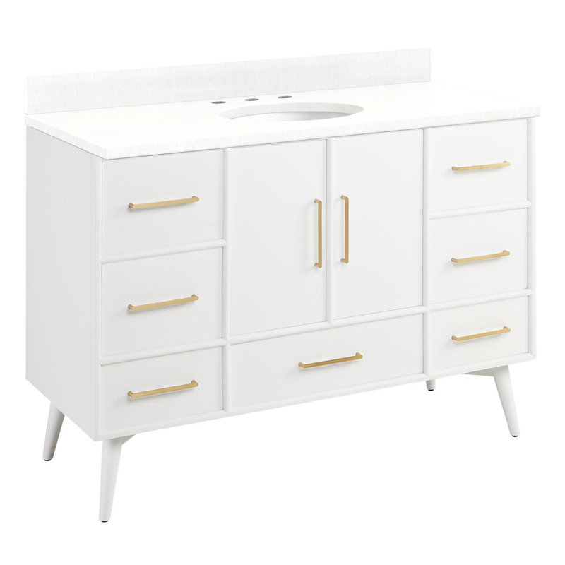 48" Novak Vanity with Undermount Sink - Bright White, Feathered White Quartz