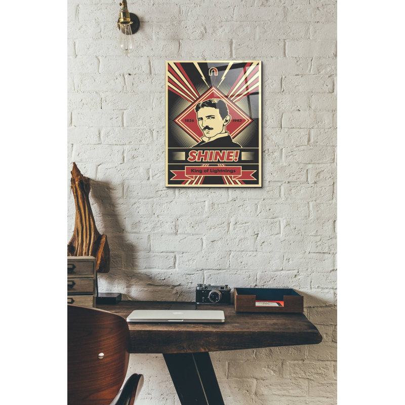Art mural en verre Winston Porter «Tesla», H 16 po x l 12 po x P 0,12 po