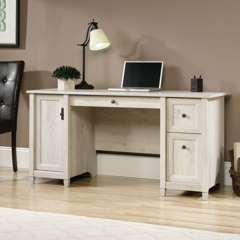 Bureau d'ordinateur de style côtier gris avec compartiment caché pour les fournitures, organisation de tiroirs, conception de zone de travail rectangulaire, plateau à clavier ergonomique, deux rangements, espace d'étude approprié