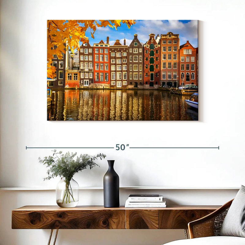 Bâtiments de Sireci au canal Amsterdam, H 26 po x l 39 po