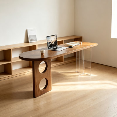Bureau pratique et durable en bois de frêne et acrylique massif