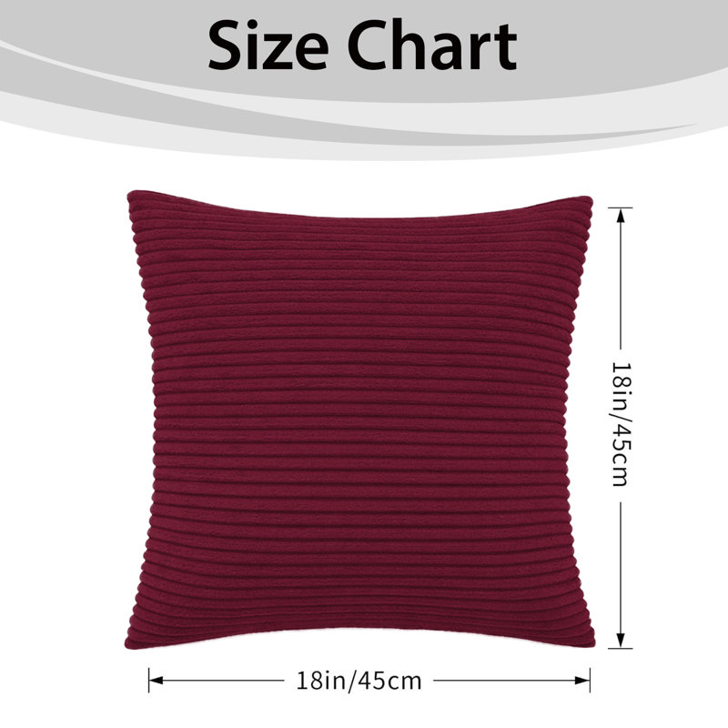 Aspire Homeware Striped Square Velvet Cushion Cover, Red, Pack of 4