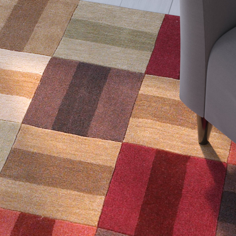 Tapis fait main Equelle bourgogne et beige, Rectangle 8 pi x 10 pi