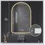 Miroir arqué 28 po x 48 po à DEL pour salle de bain, affichage de l'heure et de la température, rétroéclairage, antibuée, à intensité variable, avec trois températures de couleur - Miroir de salle de bain moderne, parfait pour un évier, cadre noir