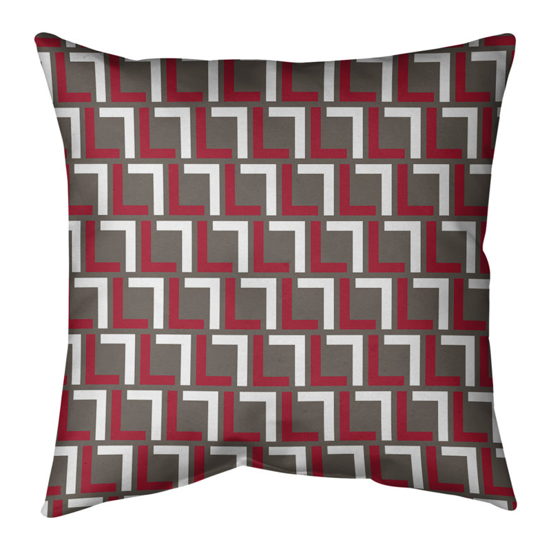 Housse de coussin Tampa Bay, Polyester sergé, 14 po x 14 po, Brun / blanc / rouge