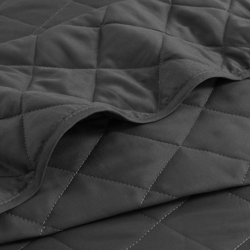 Wayfair Basics® Microfiber Reversible Diamond Quilt Set, King/Cal. King Quilt + 2 King Shams, Dark Gray
