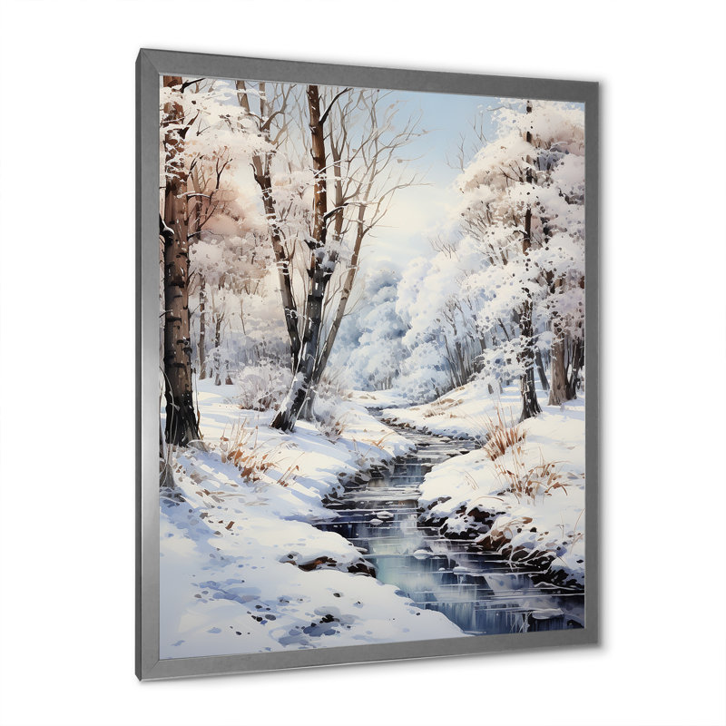 Snow Forest Wonderland - Imprimé, Cadre photo argenté, H 32 po x l 24 po x P 1 po