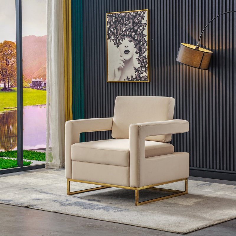 Fauteuil Teagann, Velours crème