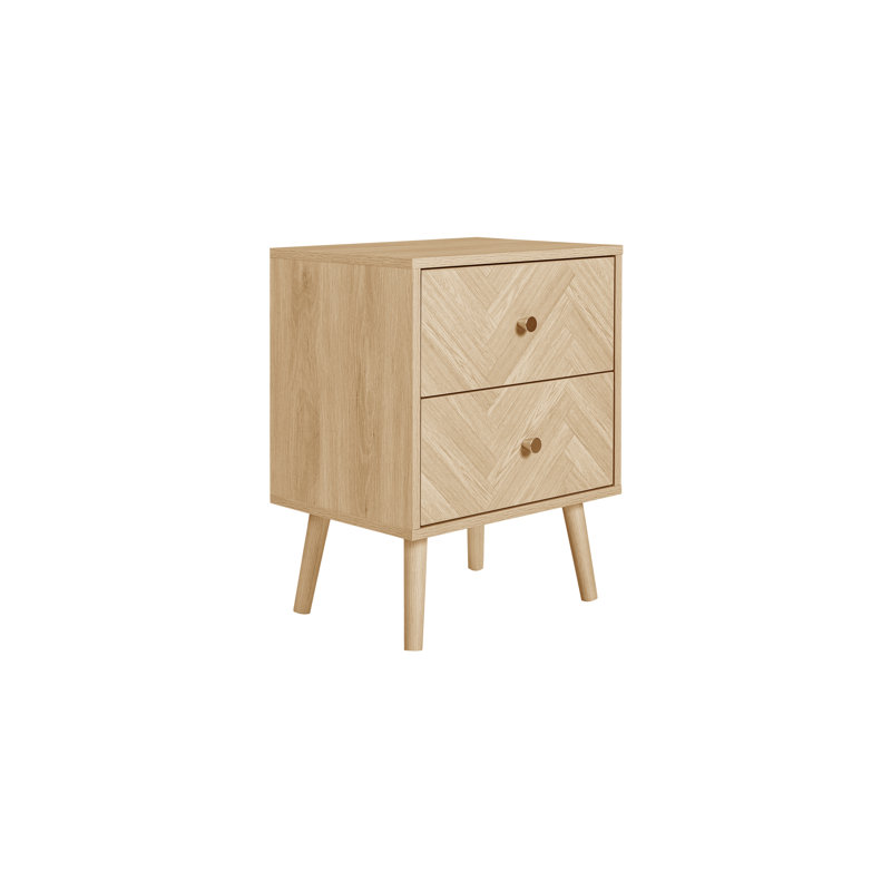 Mardell 45cm W Particle Board Bedside Table, Oak