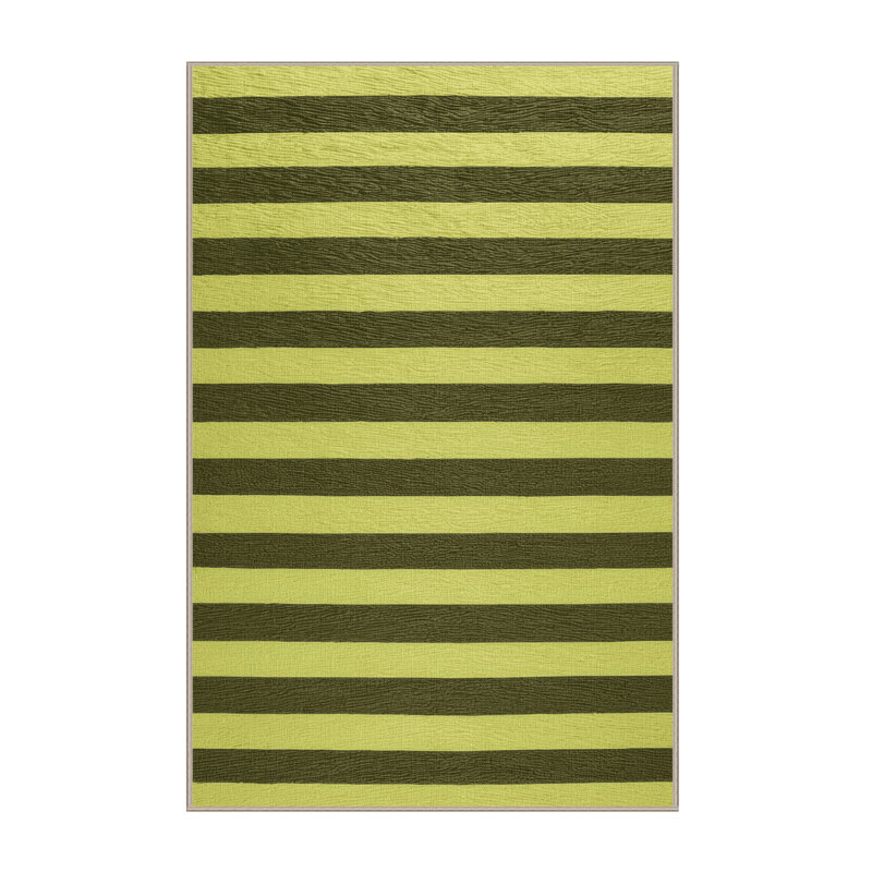 Tapis brun à rayures horizontales lavable à la machine, Rectangle de 5 pi x 8 pi