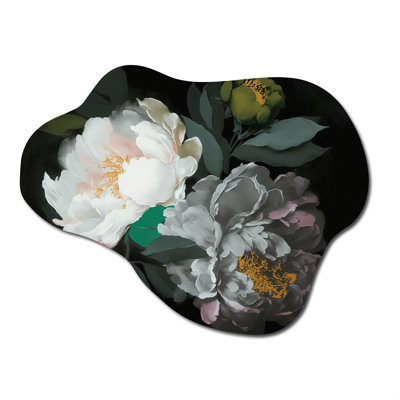 Incera - Floral Peony Cloud Shape Assymterical Metal Wall Art