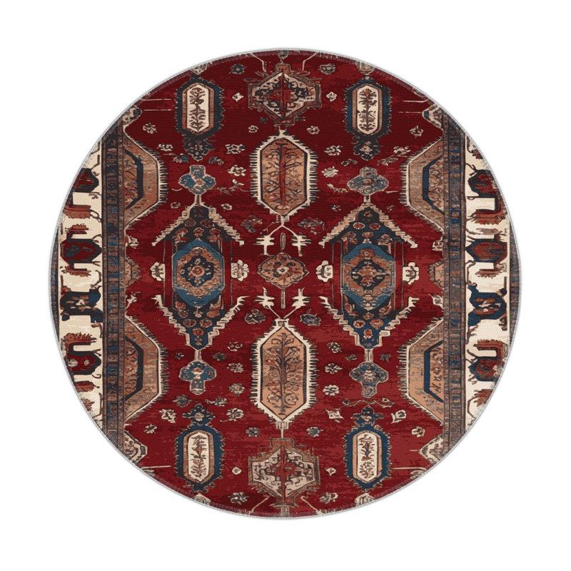 Tapis d'intérieur et d'extérieur noir Persian, Rond 5 pi