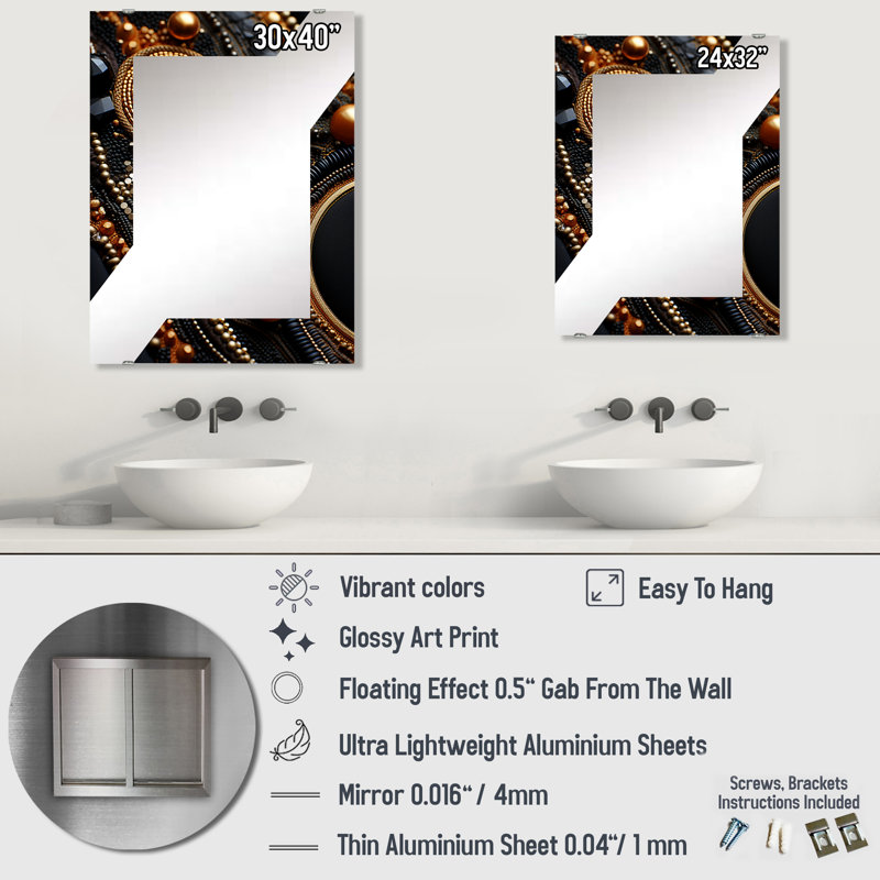 Miroir mural Fulmer - Geode Stone MIR136125, 32 po x 24 po