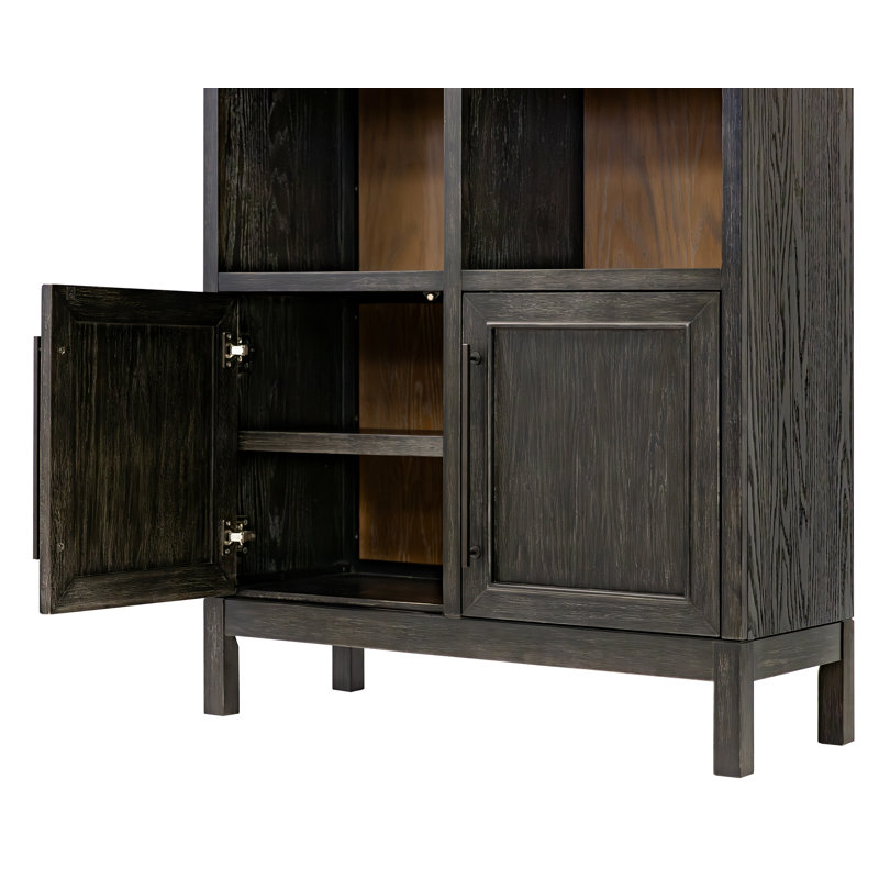 Vitrine / bibliothèque arquée en bois moderne, étagère de bureau, armoire de rangement, entièrement assemblée, noir, Noir