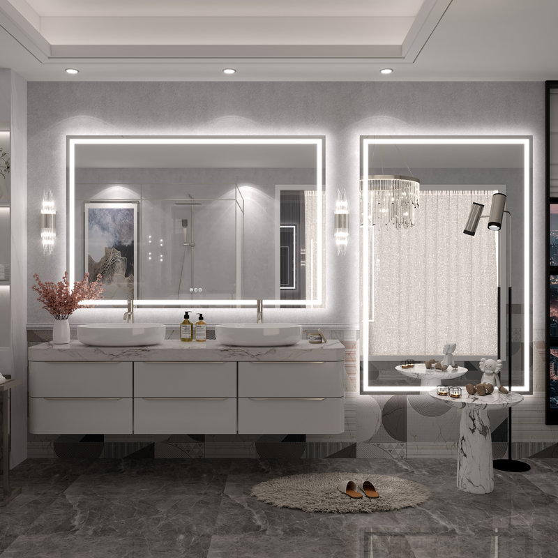 Miroir de salle de bain Molly Framelss, 60 po x 40 po, Transparent