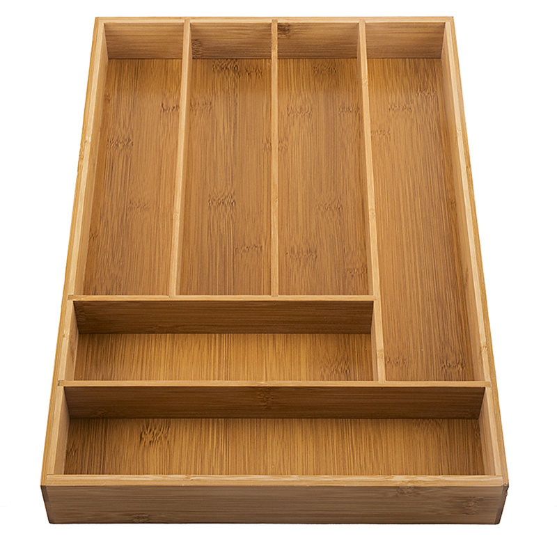 Bamboo Rect 6-Sectional Cutlery Tray