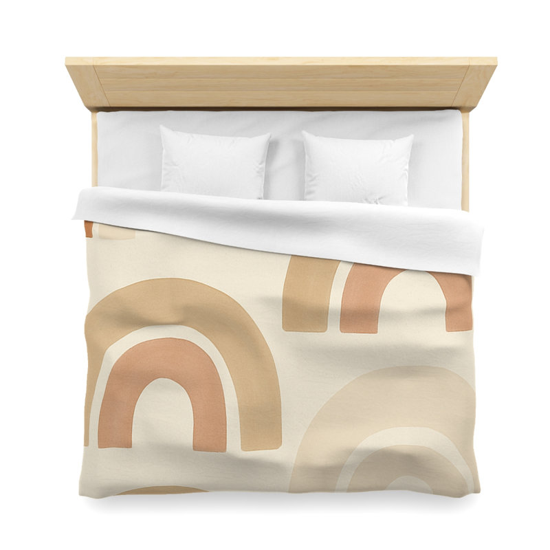 Microfiber Duvet Cover Boho Style, Design 50, White, King Duvet Cover