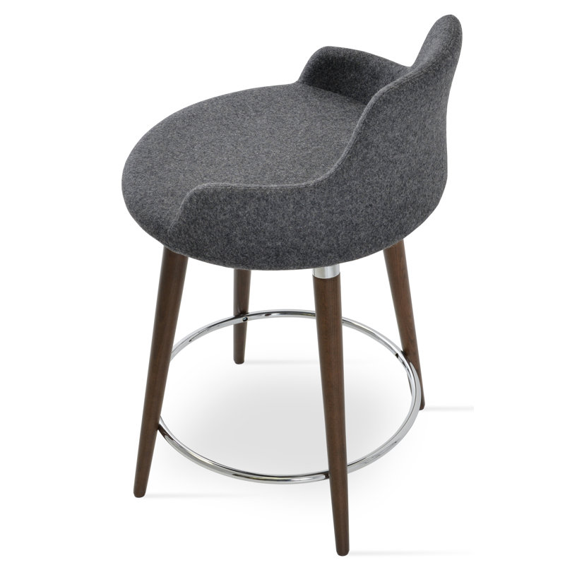 Tabouret de bar et de comptoir Dervish, Noyer, Gris foncé, Tabouret de bar (siège d'une hauteur de 29,5 po)