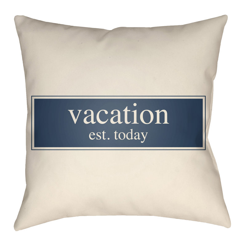 Litchfield Vacation Outdoor Reversible Throw Pillow, 16" H x 16" W, Aqua/Navy Blue
