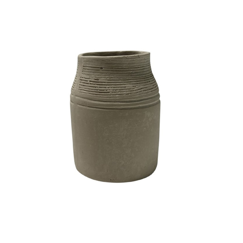 Terracotta Vase Natural Black H 6.3" & Dia 5.5", White 