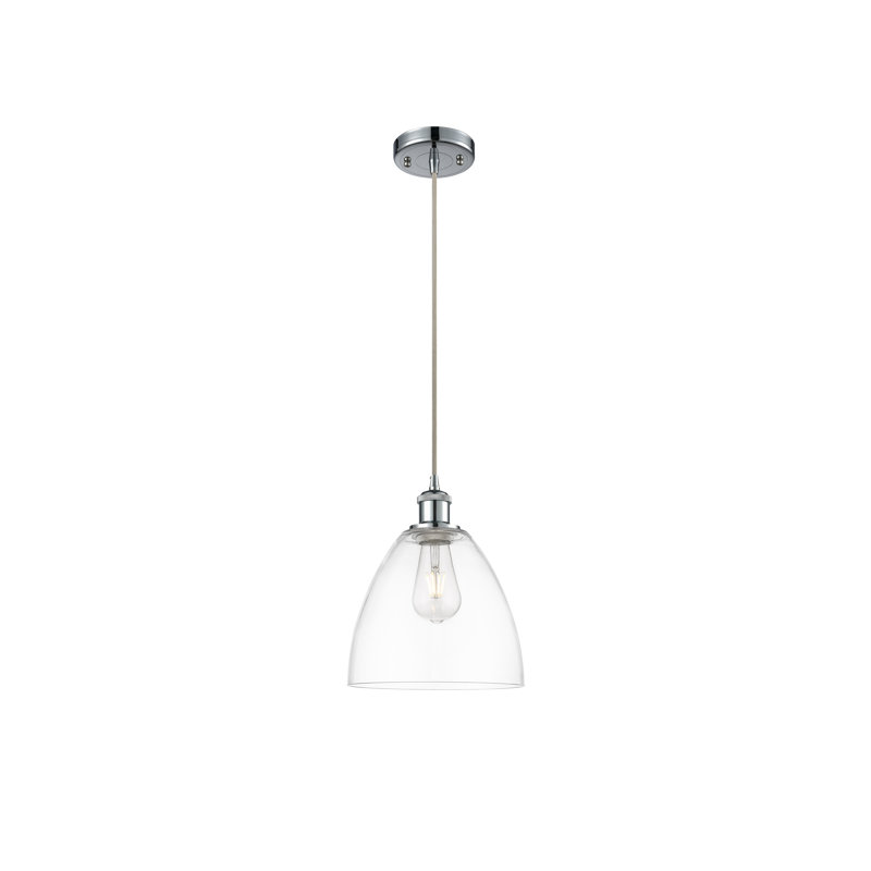 Haruka 1 - Light Single Pendant, Clear, 13.25" H x 9" W x 9" D, Polished Chrome
