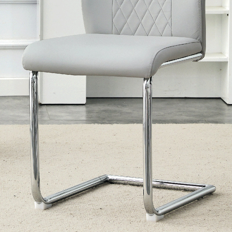 Chaises de salle à manger Kimara, Gris clair, Argent