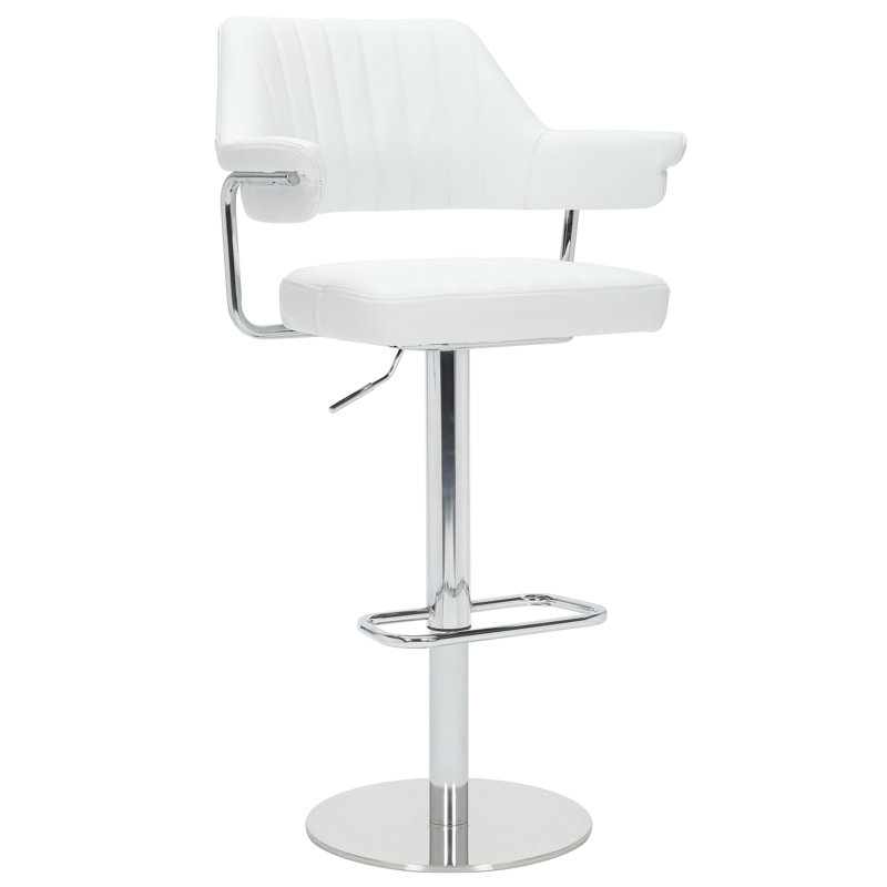 Swivel Upholstered Bar Stool, White
