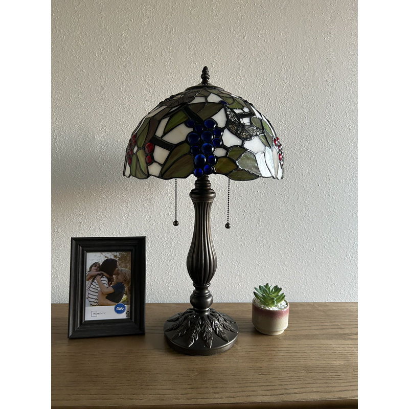 Lampe de table style Tiffany gris Canora