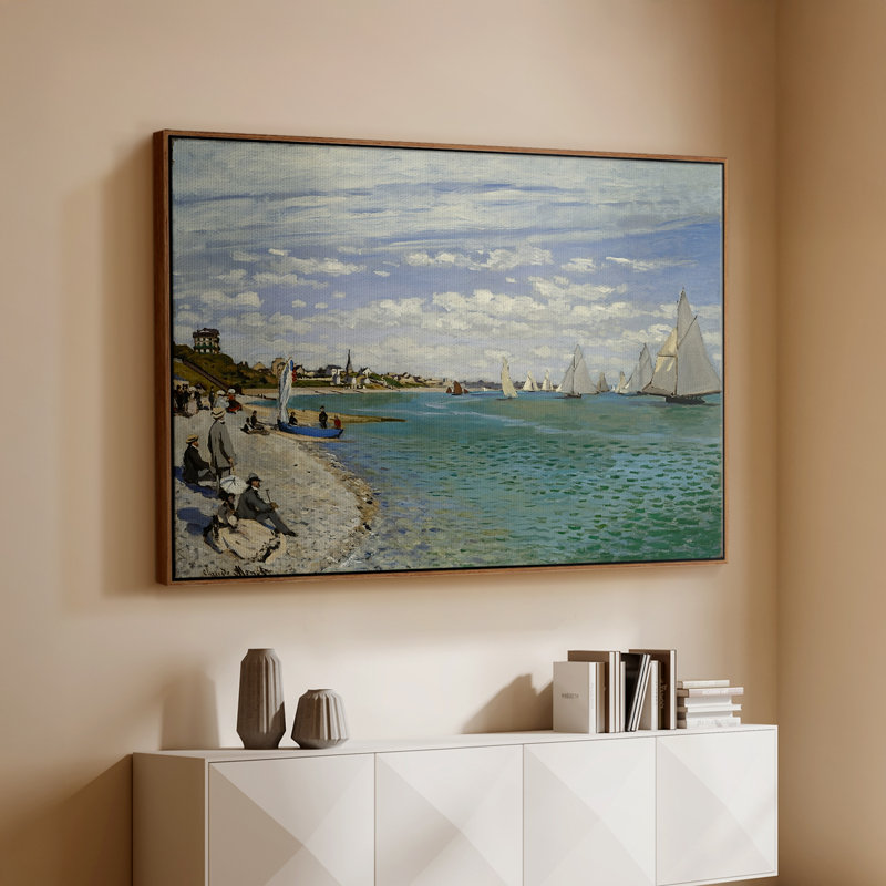 Regatta at Sainte-Adresse, 1867 - Claude Monet, toile tendue avec châssis, 26 x 40, Noyer