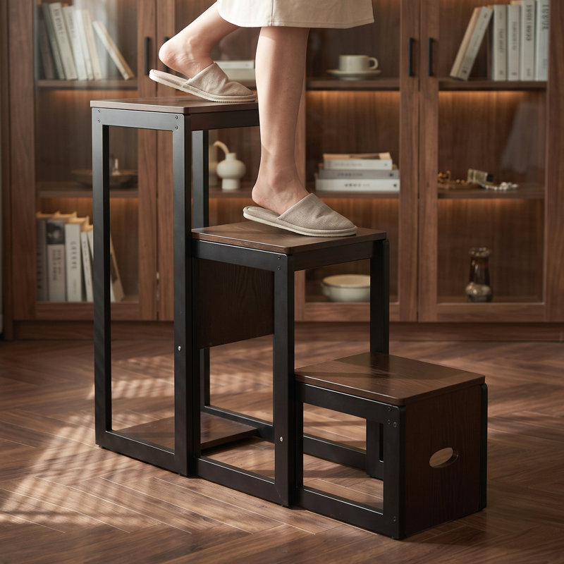 Tabouret pliant en bois à 3 marches