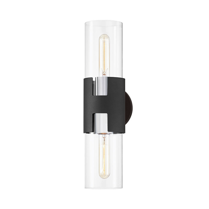 Amado 2 Light Wall Sconce, Polished Nickel/Textured Black