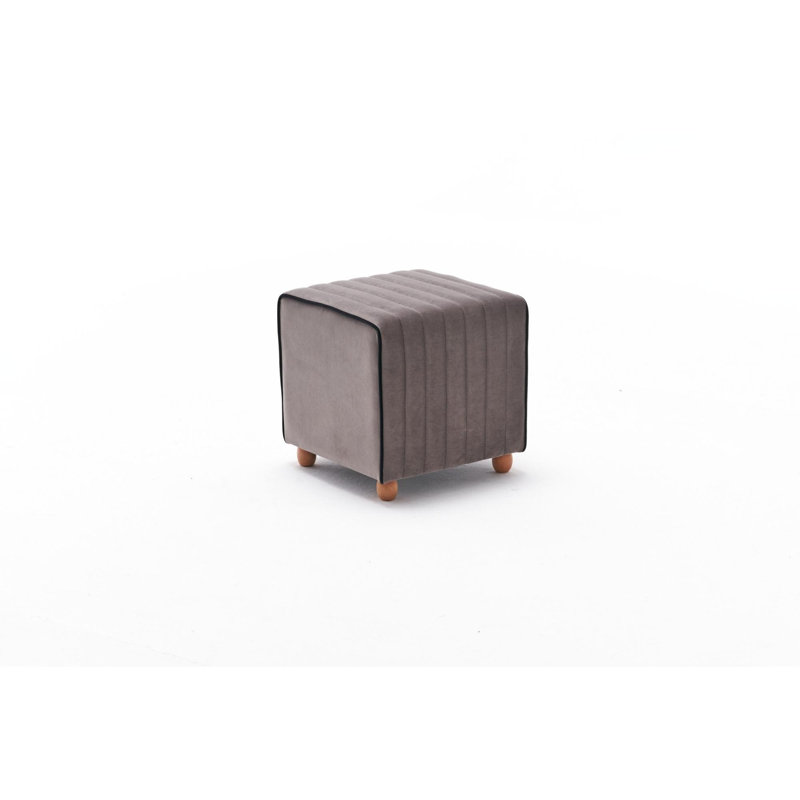 Stylish Velvet Pouffe, Grey, 15.7 x 15.7 x 15.7 inches | 100% Polyester & Sturdy Wooden Body | Modern Solid Color Design, Perfect for Living Room, Bedroom, or Entryway Seating & Décor, Versatile & Chic