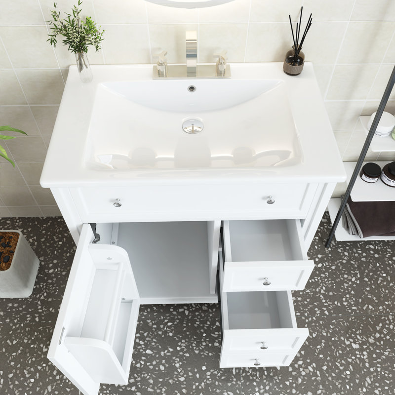 Meuble-lavabo simple 30 po avec plateau en céramique Chatney