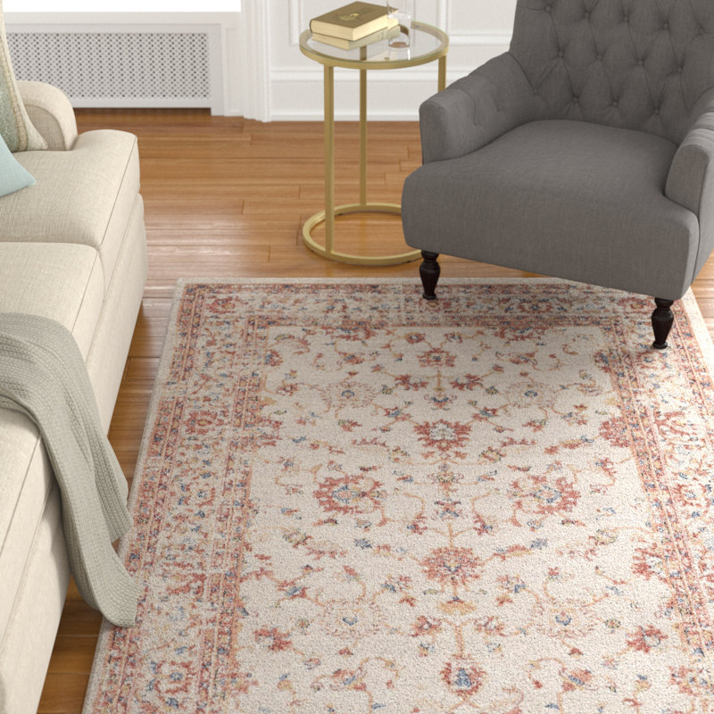 Tapis beige / rouge Bourke, Rectangle 5 pi 3 po x 7 pi 6 po