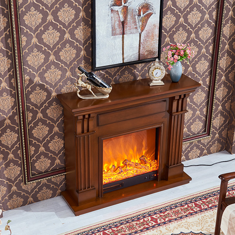 Foyer électrique à flamme simulée de style américain, Brun, H 45,67 po x l 59,06 po x P 12,99 po