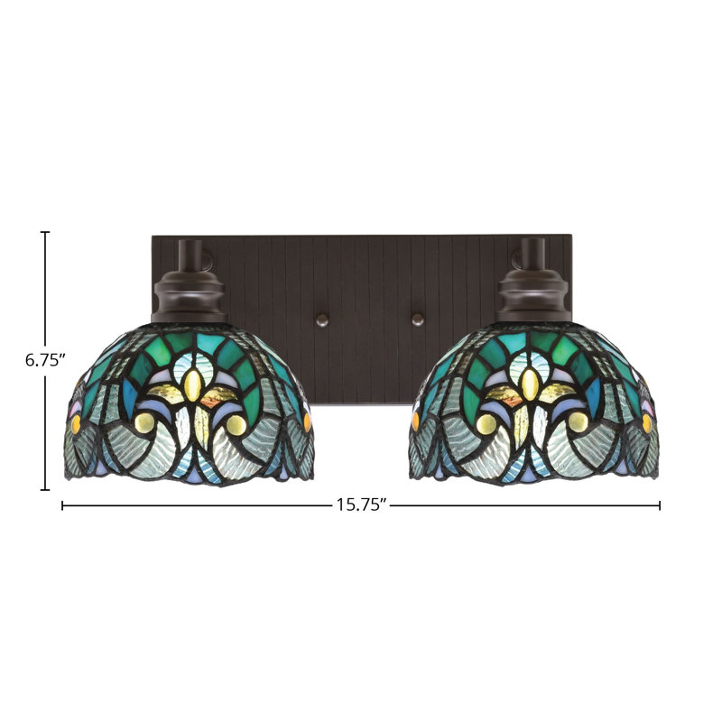 Éclairage pour meuble-lavabo 2 lumières Alberry, Bleu sarcelle, Espresso