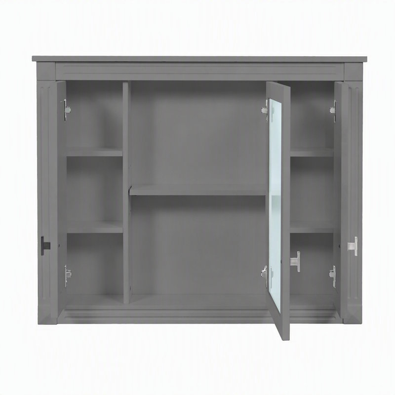W H Medicine Cabinet Mirror, Grey