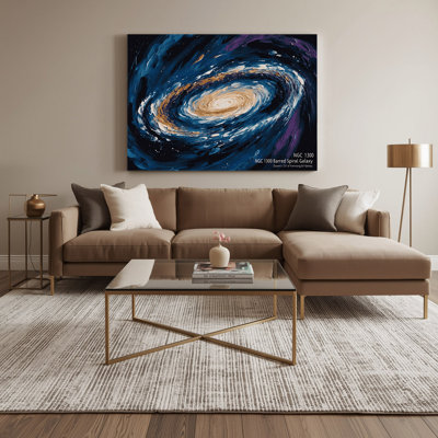 Art mural sur toile, galaxie spirale barrée