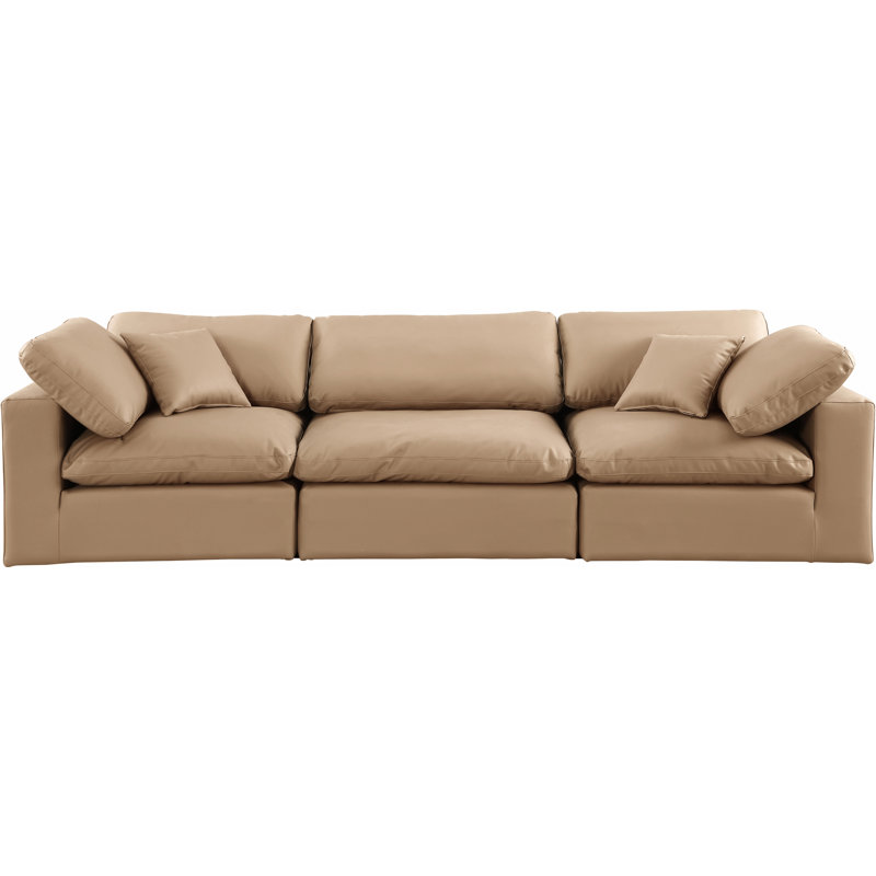 Hygema Upholstered 119'' Sofa, Tan Vegan Leather