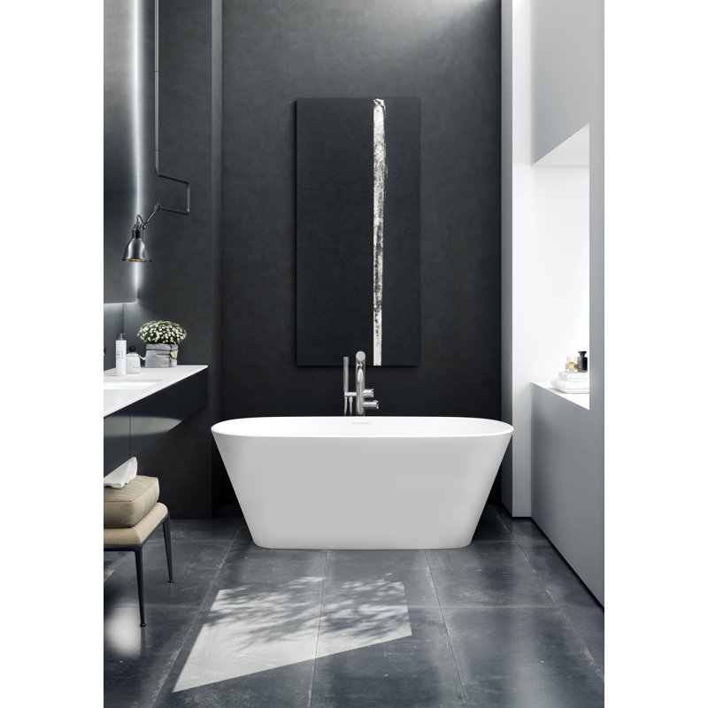 Vetralla 59" x 29" Freestanding Soaking Bathtub, Matte White