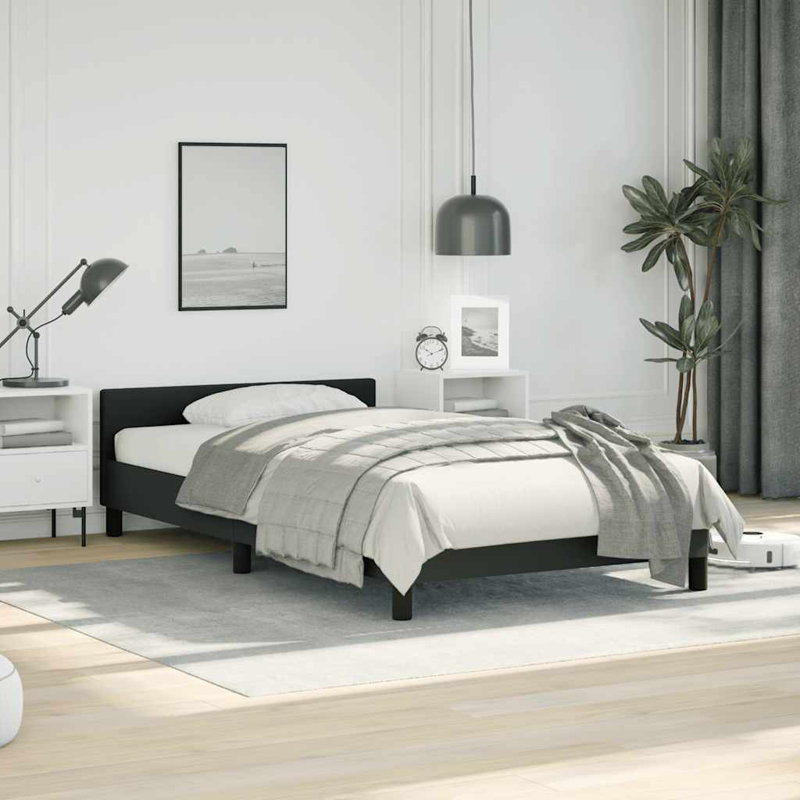 Singhai vidaXL Platform Bed Frame, Slats Support, No Mattress, Faux Leather, Black, Extra-long Twin
