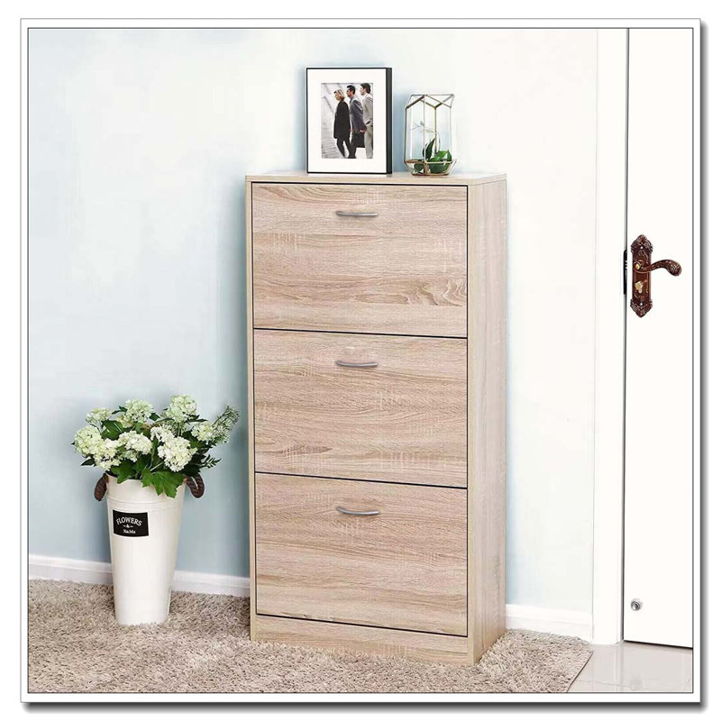3-Drawer Shoe Storage Cabinet, 3-Tier Wood Shoe Rack Storage Organizer for Entryway