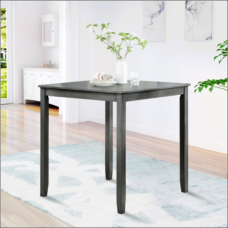 Wooden Dining Square Table,Kitchen Table,Solid Wood Legs,Only Table, Gray