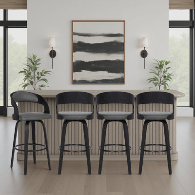 Tabouret pivotant à hauteur de comptoir ou de bar Shelly au fini bois - ensemble 