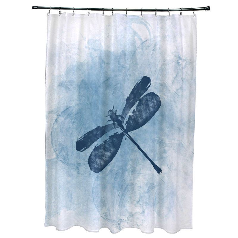 Rideau de douche simple libellule summer Oneill, Bleu